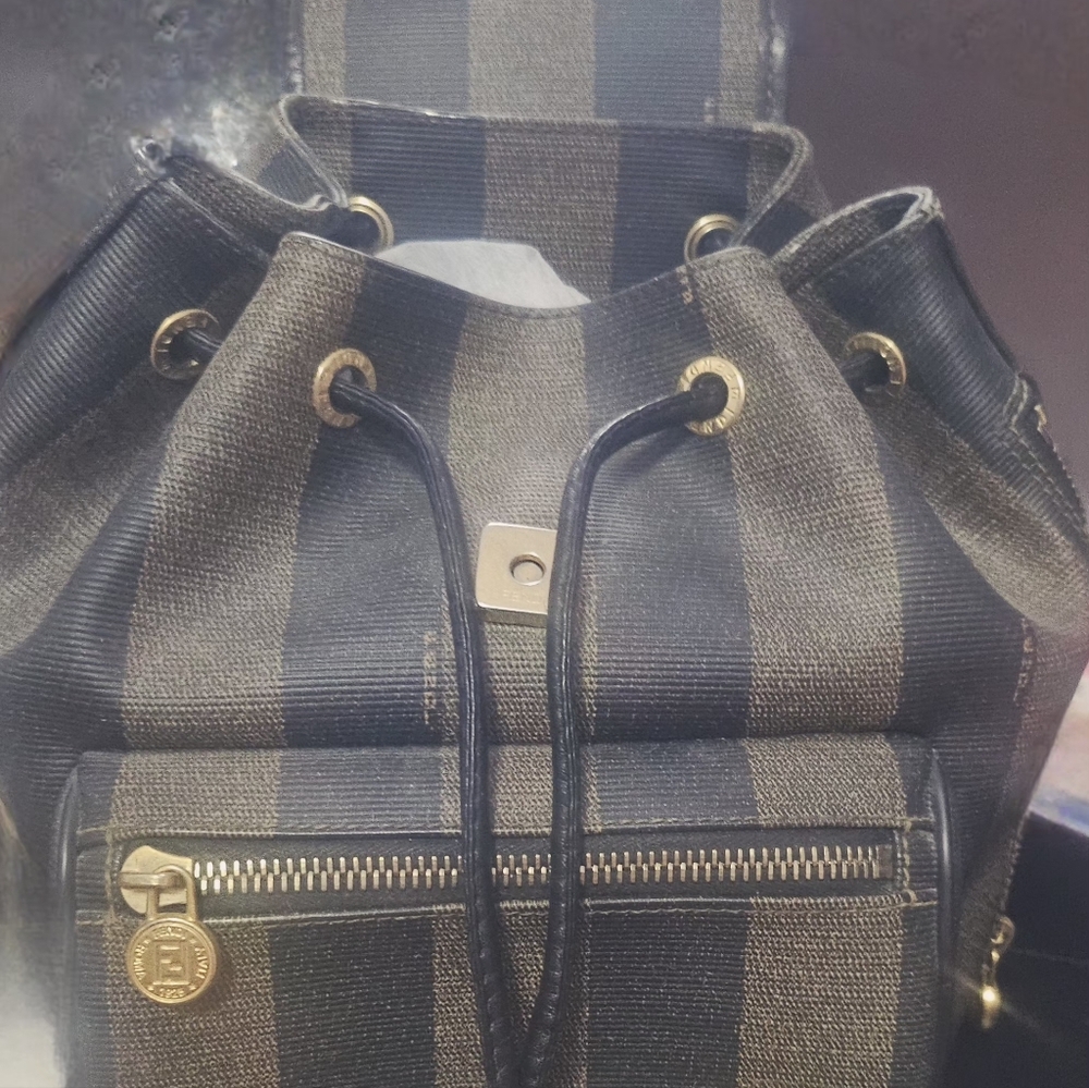 EUC Fendi "Pequin" Striped Mini Backpack - Picture 3 of 12